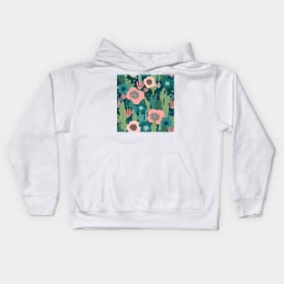 Green Floral Jungle Print Kids Hoodie